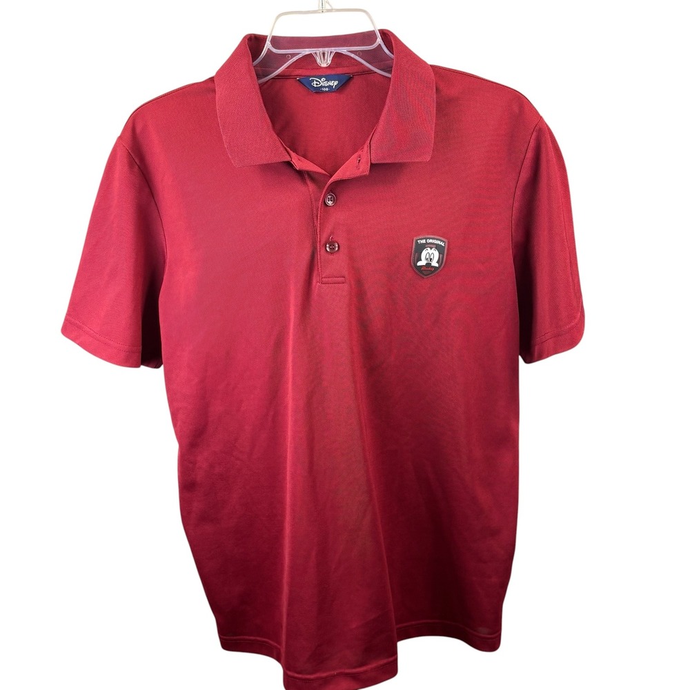 Disney Mickey Mouse Mens Short Sleeve Polo Shirt Maroon Red Size 100/Medium - Picture 2 of 7